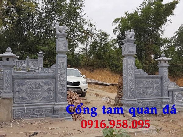 Mẫu cổng nhà thờ họ từ đường đình đền chùa miếu khu lăng mộ bằng đá tại Cà Mau