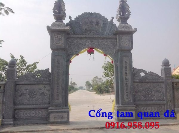 Mẫu cổng nhà thờ họ đình đền chùa miếu bằng đá Ninh Bình tại Hậu Giang