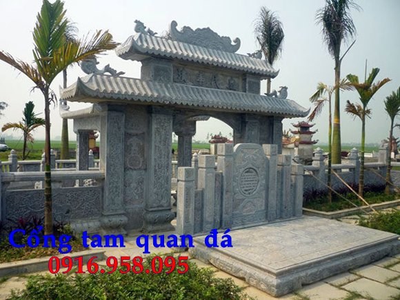 Mẫu cổng nhà thờ họ đình đền chùa miếu bằng đá chạm khắc tinh xảo tại Trà Vinh