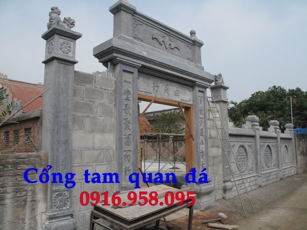 Mẫu cổng nhà thờ họ đình đền chùa miếu khu lăng mộ bằng đá Ninh Bình tại Tây Ninh