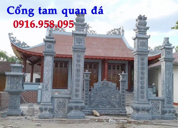 Mẫu cổng tam quan nhà thờ họ từ đường đình đền chùa miếu bằng đá Thanh Hóa tại Cần Thơ