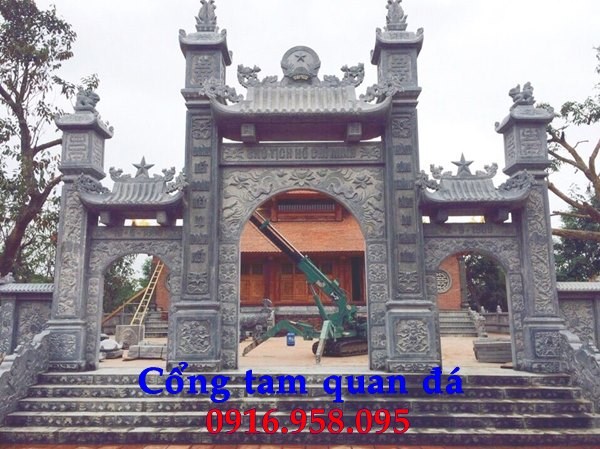 Mẫu cổng tam quan nhà thờ họ đình đền chùa miếu bằng đá tại Trà Vinh