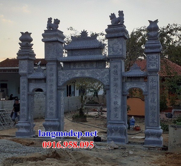 Mẫu cổng tam quan nhà thờ họ đình đền chùa miếu khu lăng mộ bằng đá kích thước chuẩn phong thủy tại Trà Vinh