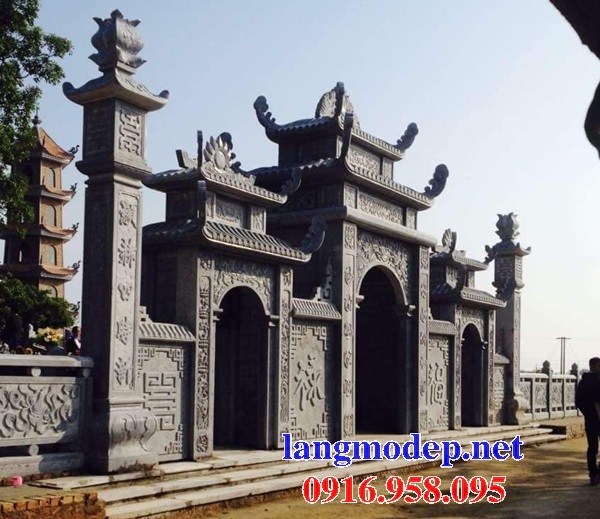 Mẫu cổng tam quan nhà thờ họ đình đền chùa miếu khu lăng mộ bằng đá tự nhiên cao cấp tại Trà Vinh
