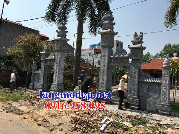 Mẫu cổng tam quan đình đền chùa miếu nhà thờ họ từ đường bằng đá thi công lắp đặt tại Long An