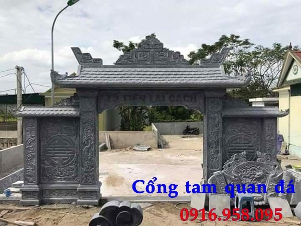 Mẫu cổng đình đền chùa miếu nhà thờ họ từ đường bằng đá chạm khắc tinh xảo tại Long An