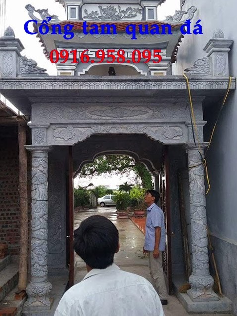 Mẫu cổng đình đền chùa miếu nhà thờ họ từ đường bằng đá tại Long An