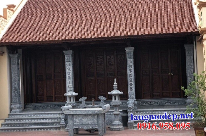 Mẫu cột đá đồng trụ nhà thờ họ đình chùa miếu bằng đá Ninh Bình tại Tiền Giang