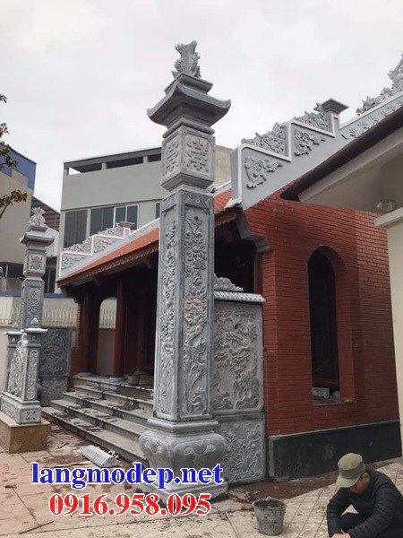 Mẫu cột đá đồng trụ nhà thờ họ đình chùa miếu bằng đá chạm khắc tinh xảo tại Tiền Giang