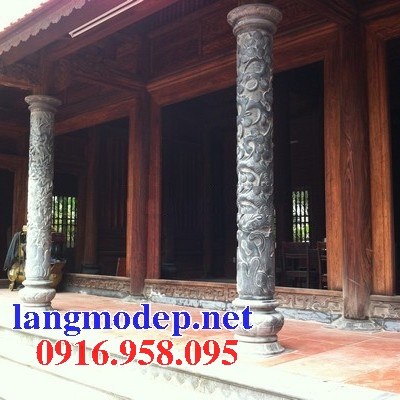 Mẫu cột đá đồng trụ nhà thờ họ đình chùa miếu bằng đá điêu khắc rồng phượng tại Tiền Giang