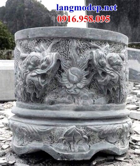 Mẫu bát hương bình bông nhà thờ họ từ đường đình đền chùa bằng đá thiết kế hiện đại tại Tiền Giang