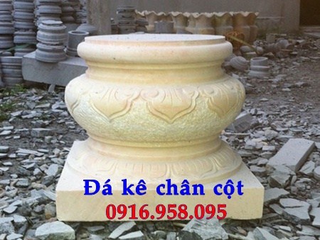 Mẫu chân cột từ đường đình đền chùa miếu bằng đá vàng tại Ninh Bình
