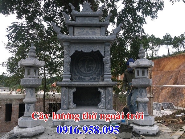 Mẫu cây hương miếu thờ thiên tư gia nhà thờ họ bằng đá thiết kế đẹp tại Vĩnh Long