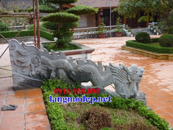 Mẫu rồng từ đường nhà thờ họ đình chùa bằng đá xanh tại Cà Mau