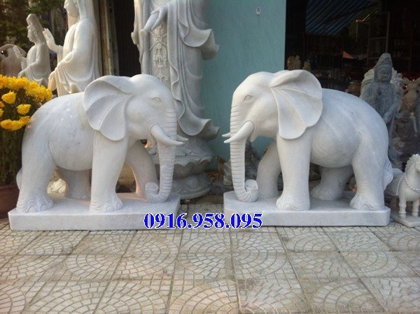 Mẫu voi phong thủy hà thờ họ từ đường đình đền chùa miếu bằng đá trắng tại Cao Bằng