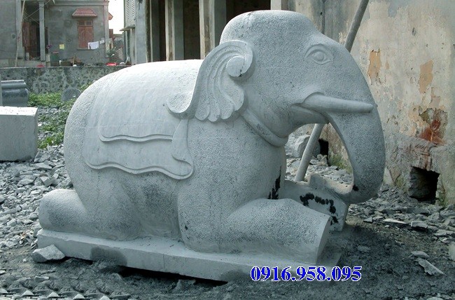 Mẫu voi phong thủy nhà thờ họ từ đường đình đền chùa miếu bằng đá Ninh Bình tại Bến Tre