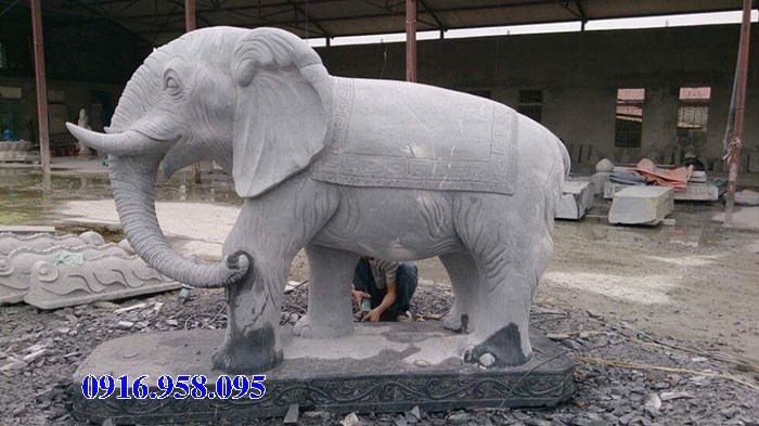 Mẫu voi phong thủy nhà thờ họ từ đường đình đền chùa miếu bằng đá Ninh Bình tại Cà Mau
