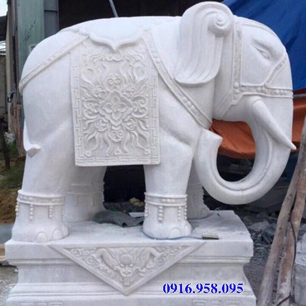 Mẫu voi phong thủy nhà thờ họ từ đường đình đền chùa miếu bằng đá trắng tại Ninh Bình