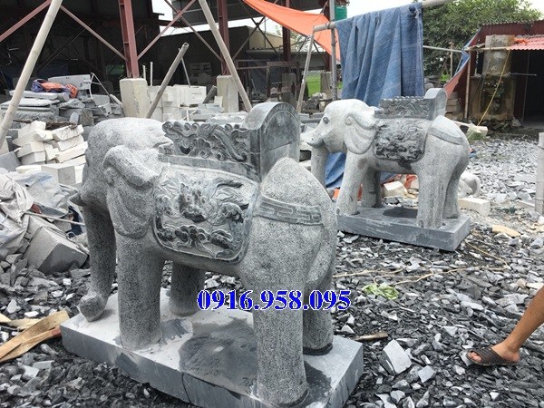 Mẫu voi phong thủy nhà thờ họ từ đường đình đền chùa miếu bằng đá tự nhiên tại Kiên Giang
