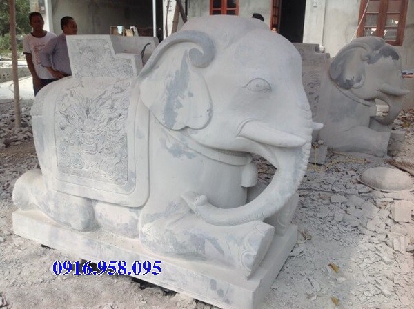 Mẫu voi phong thủy đình đền chùa miếu bằng đá tại Long An
