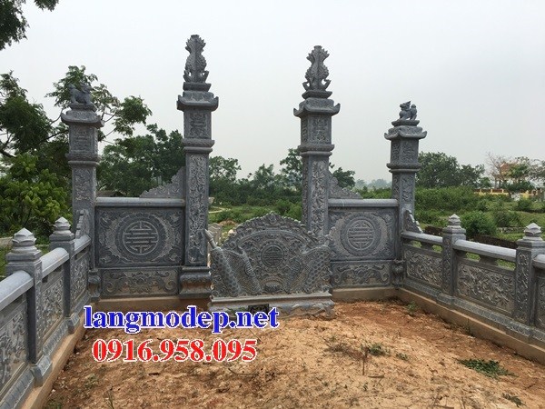 Mẫu cuốn thư bức bình phong khu lăng mộ nghĩa trang gia đình bằng đá xanh Thanh Hóa tại Quảng Trị