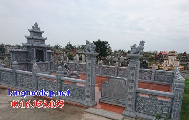 Mẫu cuốn thư bức bình phong khu lăng mộ nghĩa trang gia đình dòng họ bằng đá thiết kế hiện đại bán tại Gia Lai