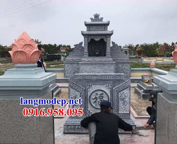 Mẫu cuốn thư bức bình phong khu lăng mộ nghĩa trang gia đình dòng họ bằng đá thiết kế hiện đại tại Lào Cai