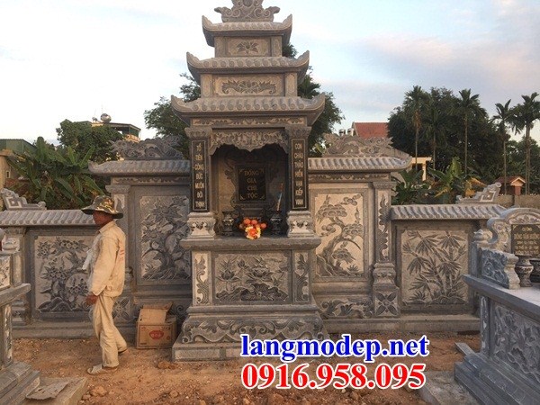 Mẫu khu lăng mộ nghĩa trang gia đình dòng họ bằng đá chạm trổ tứ quý bán tại Lạng Sơn