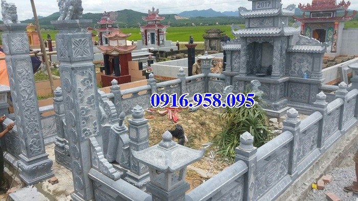 Mẫu khu lăng mộ nghĩa trang gia đình dòng họ bằng đá thiết kế đẹp tại Bình Định