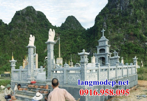 Mẫu khu lăng mộ nghĩa trang gia đình dòng họ dạo thiên chúa công giáo bằng đá bán tại Tây Ninh