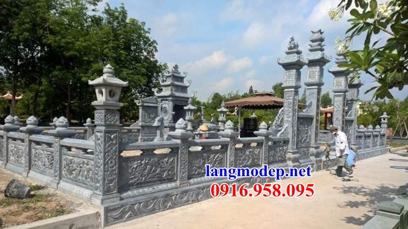 Mẫu lan can hàng rào khu lăng mộ nghĩa trang gia đình bằng đá chạm trổ tứ quý tại Quảng Trị