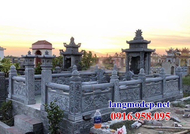 Mẫu lan can hàng rào khu lăng mộ nghĩa trang gia đình dòng họ bằng đá chạm trổ tứ quý bán tại Bắc Ninh