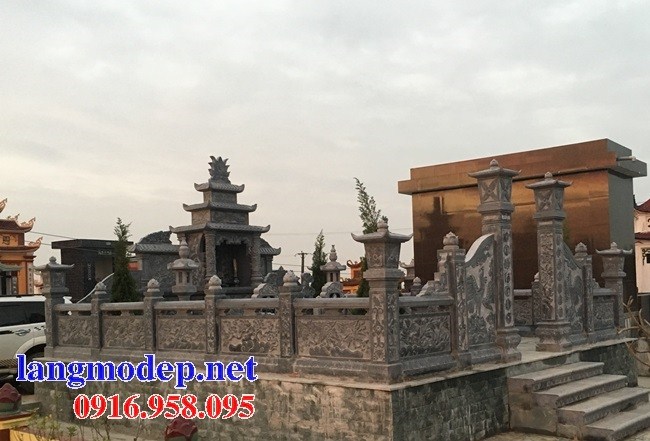 Mẫu lan can hàng rào khu lăng mộ nghĩa trang gia đình dòng họ bằng đá chạm trổ tứ quý tại Bình Định