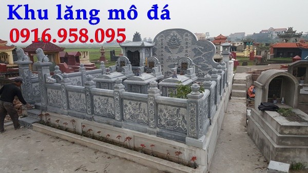 Mẫu lan can hàng rào khu lăng mộ nghĩa trang gia đình dòng tộc bằng đá chạm khắc hoa văn đẹp bán tại Hà Nam