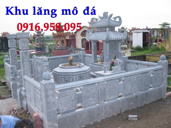 Mẫu lan can tường rào khu lăng mộ nghĩa trang gia đình dòng tộc bằng đá thiết kế hiện đại bán tại Phú Thọ