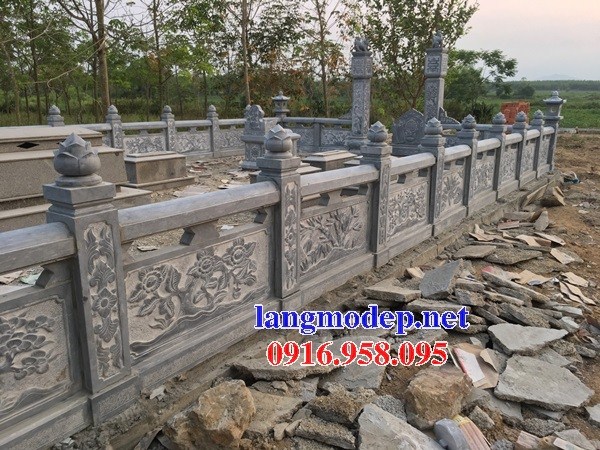 Mẫu lan can tường rào khu lăng mộ nghĩa trang gia đình dòng tộc bằng đá điêu khắc tứ quý bán tại Hà Giang