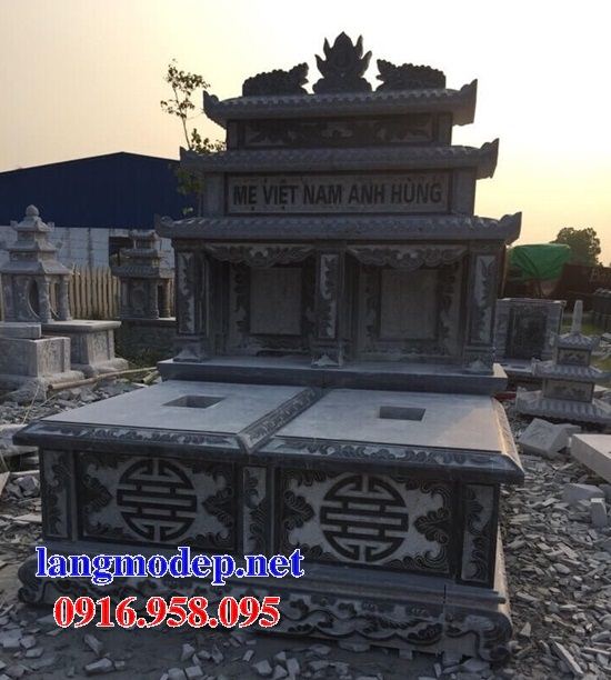 Mẫu mộ đôi gia đình ba mái bằng đá cất để tro hài cốt hỏa táng tại Tây Ninh