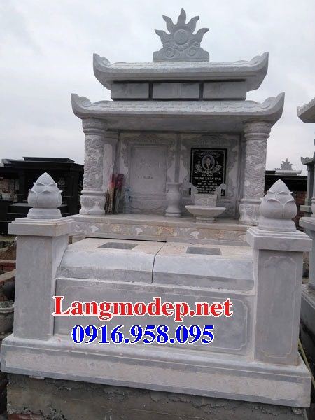 Mẫu mộ đôi gia đình hai mái bằng đá trắng cao cấp tại Ninh Bình