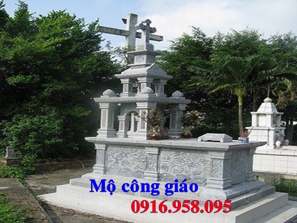 Bán sẵn mộ đạo thiên chúa công giáo bằng đá thiết kế hiện đại đẹp tại Bắc Giang