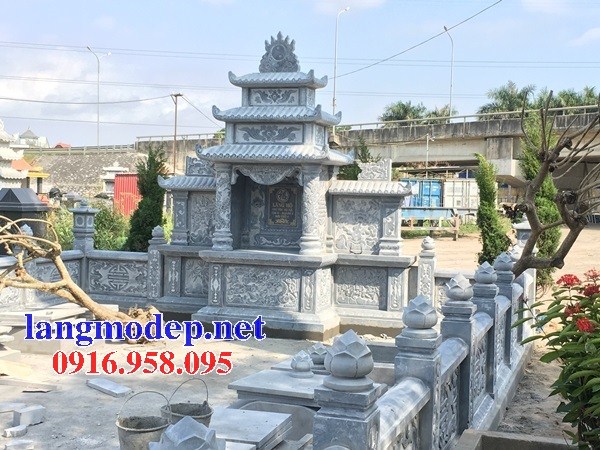 Mẫu kỳ đài thờ chung nghĩa trang gia đình dòng họ bằng đá chạm khắc hoa văn tinh xảo tại Đà Nẵng