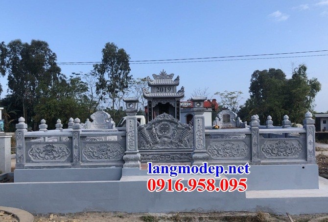 Mẫu lan can hàng tường rào am thờ nghĩa trang gia đình dòng họ bằng đá xanh Thanh Hóa bán tại Vĩnh Long