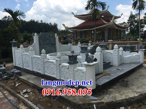 Mẫu lan can hàng tường rào khu lăng mộ nghĩa trang gia đình bằng đá trắng cao cấp tại Bà Rịa Vũng Tàu