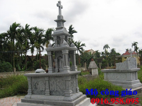 mộ đá công giáo đạo thiên chúa kích thước đẹp bằng đá thiết kế hiện đại bán tại Bạc Liêu