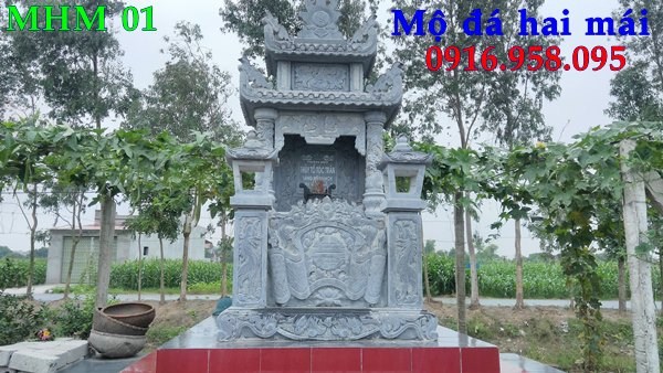 Xây mộ hai mái bằng đá bán tại Tây Ninh