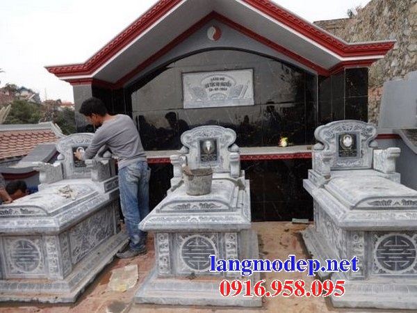 Lăng mộ tam cấp khu nghĩa trang gia đình dòng họ bằng đá chuẩn phong thủy tại Cà Mau