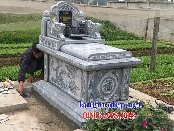 Lăng mộ tam cấp đơn giản bằng đá xanh Thanh Hóa bán tại Hải Phòng