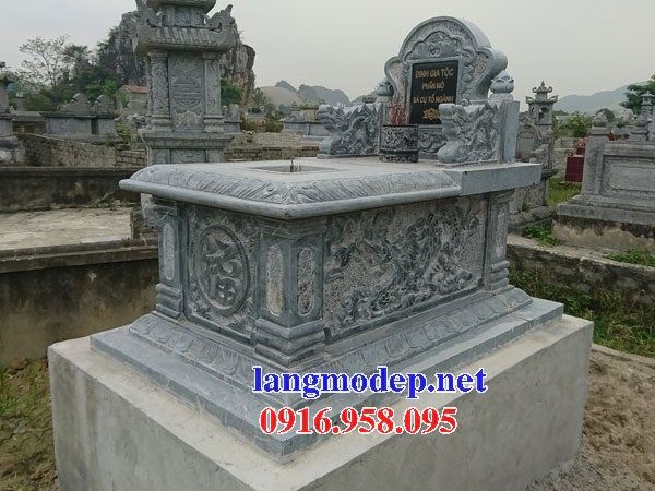 Lăng mộ đơn giản hậu bành thiết kế đẹp bằng đá mỹ nghệ Ninh Bình tại Bạc Liêu