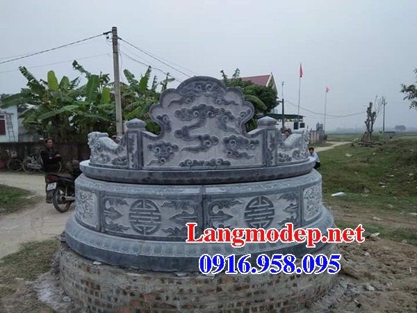 Mẫu lăng mộ tròn bằng đá xanh tự nhiên đẹp tại Bắc Giang