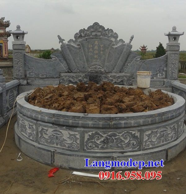 Mẫu lăng mộ tròn khu nghĩa trang gia đình dòng họ bằng đá kích thước lớn đẹp tại Bắc Giang