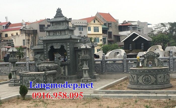 Mẫu lăng mộ tổ tròn khu nghĩa trang gia đình dòng họ bằng đá đẹp tại Bắc Giang